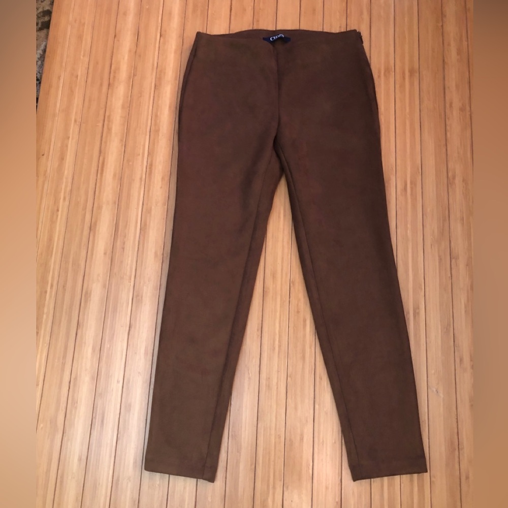Chaps Faux Suede Dark Brown Leggings- Slim Petite Fit